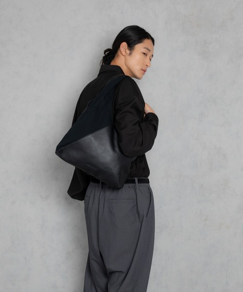 ADAM PATEK(アダムパテック)の「ADAMPATEK/leather switching marche bag/レザーxキャンバス切替マルシェバッグ(トートバッグ・メンズ・ブラック・FREE)」の10枚目の写真