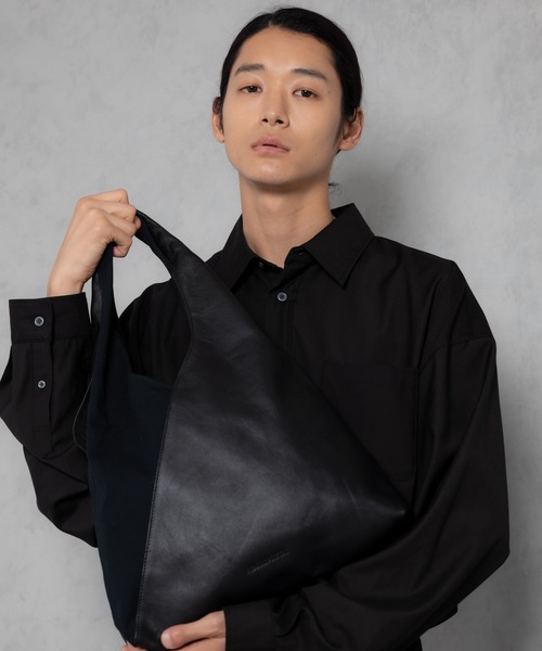 ADAM PATEK(アダムパテック)の「ADAMPATEK/leather switching marche bag/レザーxキャンバス切替マルシェバッグ(トートバッグ・メンズ・ブラック・FREE)」の12枚目の写真