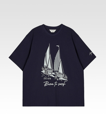 セールボートプリンテッドTシャツネイビー