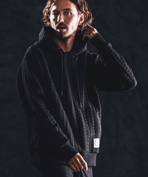 wjk reluxe(ダブルジェーケーリラックス)の「mpa4022-cable knit jacquard parka パーカー(WR26S-11)(パーカー・メンズ・ブラック/トップグレー/ホワイト・L/M/S)」の2枚目の写真