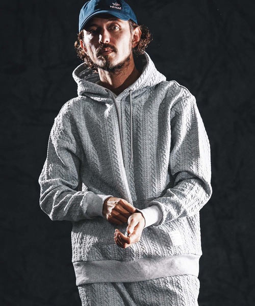 wjk reluxe(ダブルジェーケーリラックス)の「mpa4022-cable knit jacquard parka パーカー(WR26S-11)(パーカー・メンズ・ブラック/トップグレー/ホワイト・L/M/S)」の3枚目の写真
