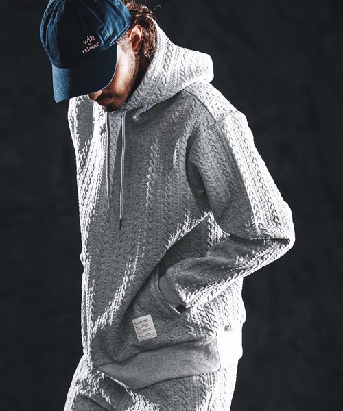 wjk reluxe(ダブルジェーケーリラックス)の「mpa4022-cable knit jacquard parka パーカー(WR26S-11)(パーカー・メンズ・ブラック/トップグレー/ホワイト・L/M/S)」の13枚目の写真