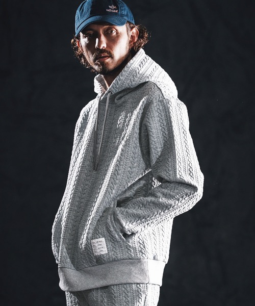 wjk reluxe(ダブルジェーケーリラックス)の「mpa4022-cable knit jacquard parka パーカー(WR26S-11)(パーカー・メンズ・ブラック/トップグレー/ホワイト・L/M/S)」の14枚目の写真