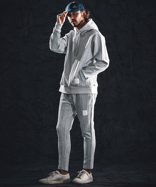 wjk reluxe(ダブルジェーケーリラックス)の「mpa4022-cable knit jacquard parka パーカー(WR26S-11)(パーカー・メンズ・ブラック/トップグレー/ホワイト・L/M/S)」の16枚目の写真