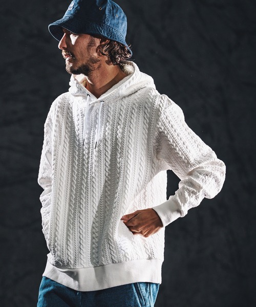 wjk reluxe(ダブルジェーケーリラックス)の「mpa4022-cable knit jacquard parka パーカー(WR26S-11)(パーカー・メンズ・ブラック/トップグレー/ホワイト・L/M/S)」の18枚目の写真