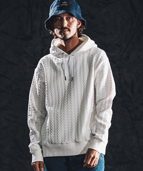 wjk reluxe(ダブルジェーケーリラックス)の「mpa4022-cable knit jacquard parka パーカー(WR26S-11)(パーカー・メンズ・ブラック/トップグレー/ホワイト・L/M/S)」の19枚目の写真