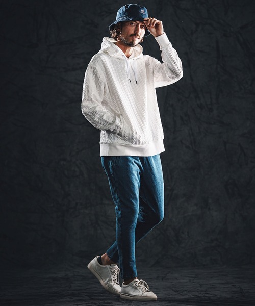 wjk reluxe(ダブルジェーケーリラックス)の「mpa4022-cable knit jacquard parka パーカー(WR26S-11)(パーカー・メンズ・ブラック/トップグレー/ホワイト・L/M/S)」の20枚目の写真