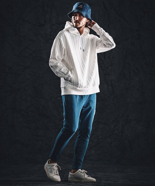 wjk reluxe(ダブルジェーケーリラックス)の「mpa4022-cable knit jacquard parka パーカー(WR26S-11)(パーカー・メンズ・ブラック/トップグレー/ホワイト・L/M/S)」の21枚目の写真