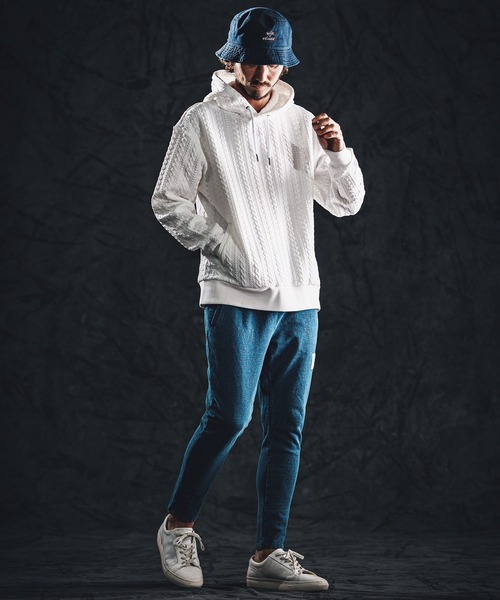 wjk reluxe(ダブルジェーケーリラックス)の「mpa4022-cable knit jacquard parka パーカー(WR26S-11)(パーカー・メンズ・ブラック/トップグレー/ホワイト・L/M/S)」の22枚目の写真