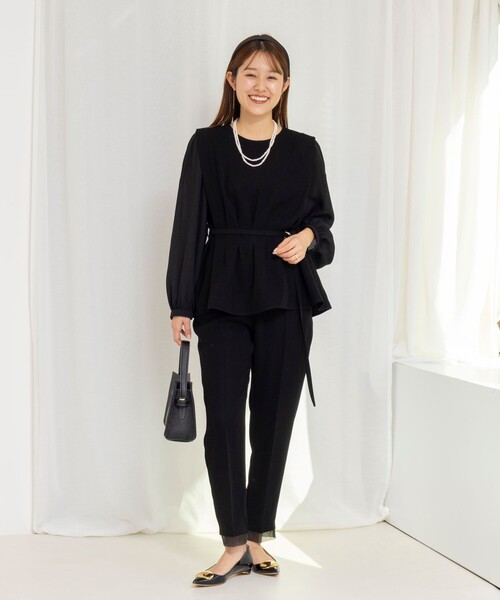 NOLLEY’S(ノーリーズ)の「《セットアップ対応》ウォッシャブルダブルクロススリムパンツ(その他パンツ・レディース・ネイビー/ブラック・38/36)」の13枚目の写真