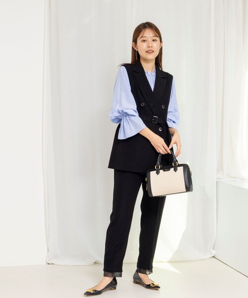 NOLLEY’S(ノーリーズ)の「《セットアップ対応》ウォッシャブルダブルクロススリムパンツ(その他パンツ・レディース・ネイビー/ブラック・38/36)」の19枚目の写真