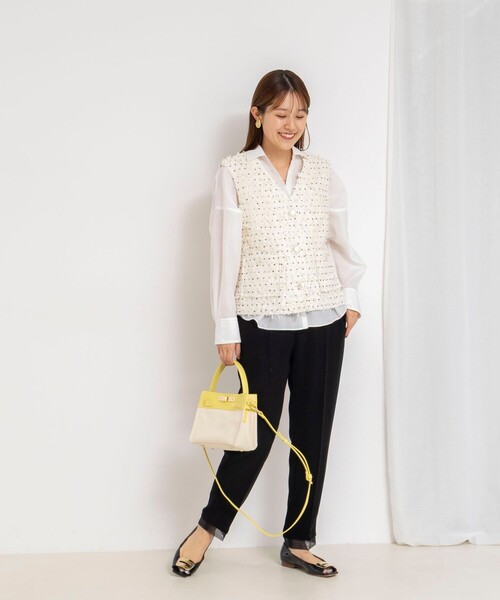 NOLLEY’S(ノーリーズ)の「《セットアップ対応》ウォッシャブルダブルクロススリムパンツ(その他パンツ・レディース・ネイビー/ブラック・38/36)」の13枚目の写真