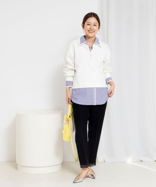 NOLLEY’S(ノーリーズ)の「《セットアップ対応》ウォッシャブルダブルクロススリムパンツ(その他パンツ・レディース・ネイビー/ブラック・38/36)」の14枚目の写真
