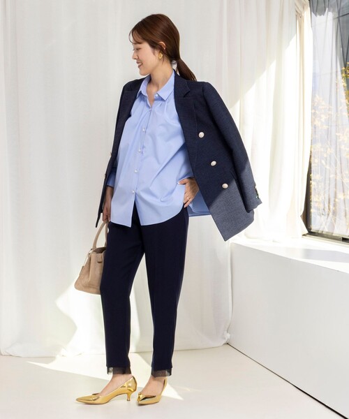 NOLLEY’S(ノーリーズ)の「《セットアップ対応》ウォッシャブルダブルクロススリムパンツ(その他パンツ・レディース・ネイビー/ブラック・38/36)」の16枚目の写真