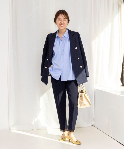 NOLLEY’S(ノーリーズ)の「《セットアップ対応》ウォッシャブルダブルクロススリムパンツ(その他パンツ・レディース・ネイビー/ブラック・38/36)」の17枚目の写真