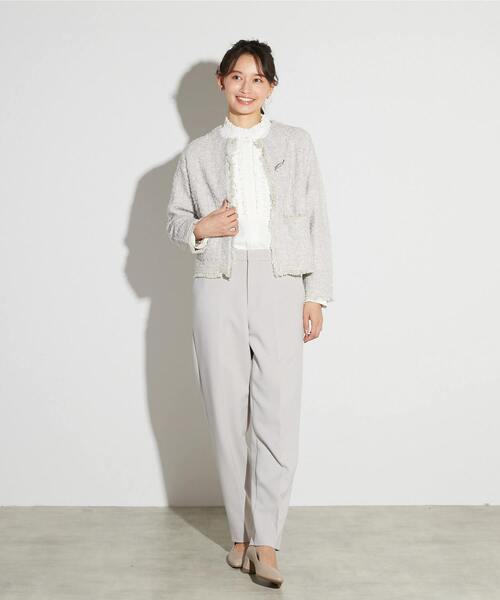 MELROSE claire（メルローズ クレール）の「【MELROSE CLAIRE noir】入卒園式・卒入学式・ツィードニットカーディガン（カーディガン/ボレロ・レディース・ネイビー/ライトグレー/ブラック・FREE）」の4枚目の写真