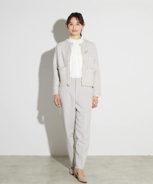 MELROSE claire（メルローズ クレール）の「【MELROSE CLAIRE noir】入卒園式・卒入学式・ツィードニットカーディガン（カーディガン/ボレロ・レディース・ネイビー/ライトグレー/ブラック・FREE）」の5枚目の写真