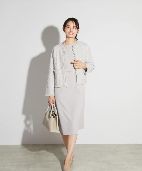 MELROSE claire（メルローズ クレール）の「【MELROSE CLAIRE noir】入卒園式・卒入学式・ツィードニットカーディガン（カーディガン/ボレロ・レディース・ネイビー/ライトグレー/ブラック・FREE）」の12枚目の写真