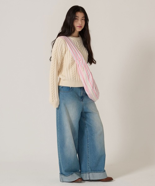 TINA:JOJUN(ティーナジョジュン)の「ヘム ロールアップ バギーデニムパンツ TINA:JOJUN(デニムパンツ・レディース・ブルー/ネイビー・S/M)」の8枚目の写真
