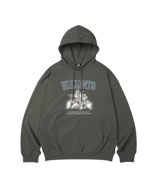 WILDROCK(ワイルドロック)の「VALIANTS オーバーサイズ フードパーカー_10 COL(パーカー・メンズ・ブラック/ベージュ/ネイビー/ブラウン/ピンク/ブルー/アイボリー/ダークグレー/バーガンディー/チャコール・SMALL/MEDIUM/LARGE)」の4枚目の写真