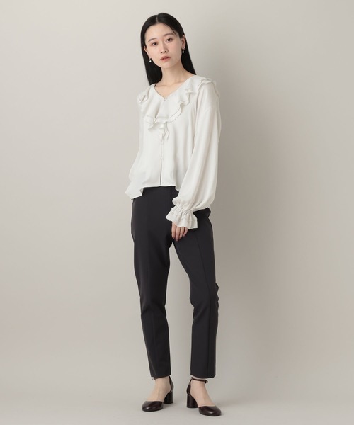 A part by（アパートバイ）の「ラッフルブラウス（シャツ/ブラウス・レディース・ライトブルー/ブラック/オフホワイト・FREE）」の4枚目の写真