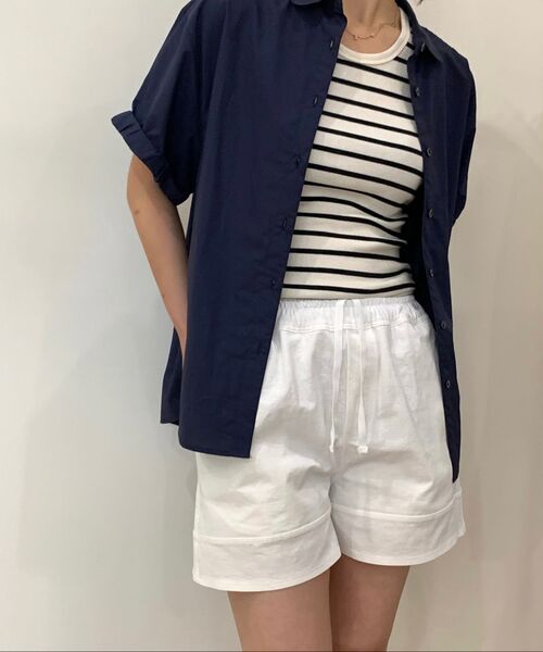 LINGSEOUL(リングソウル)の「cotton roll-up blouse-navy(シャツ/ブラウス・レディース・その他・FREE)」の4枚目の写真
