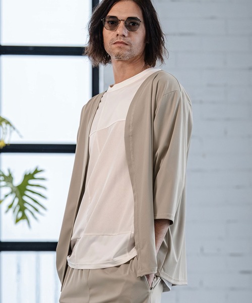 カーディガン mcg3760-Stretch Smooth 3-4 Sleeve Cardigan 7分袖カーディガン