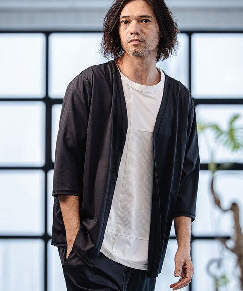 CAMBIO(カンビオ)の「mcg3760-Stretch Smooth 3-4 Sleeve Cardigan 7分袖カーディガン(S65726cmb)(カーディガン/ボレロ・メンズ・ブラック/ベージュ/チャコール・S/M/L)」の4枚目の写真