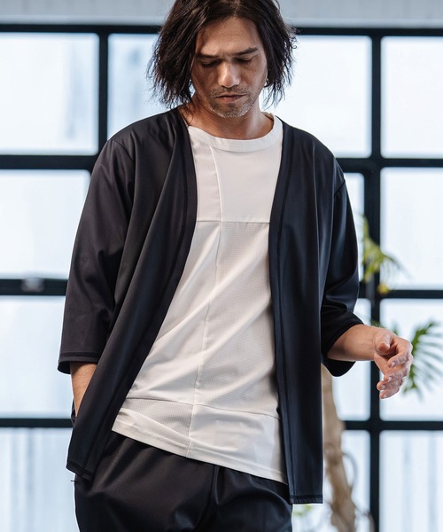 CAMBIO(カンビオ)の「mcg3760-Stretch Smooth 3-4 Sleeve Cardigan 7分袖カーディガン(S65726cmb)(カーディガン/ボレロ・メンズ・ブラック/ベージュ/チャコール・S/M/L)」の5枚目の写真
