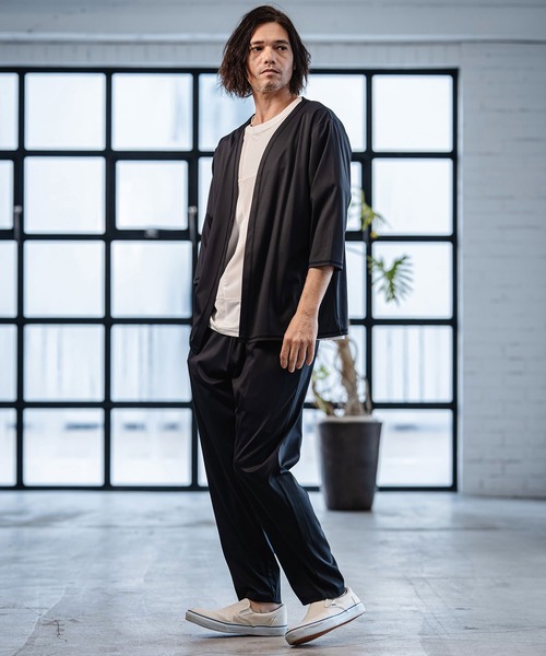 CAMBIO(カンビオ)の「mcg3760-Stretch Smooth 3-4 Sleeve Cardigan 7分袖カーディガン(S65726cmb)(カーディガン/ボレロ・メンズ・ブラック/ベージュ/チャコール・S/M/L)」の7枚目の写真