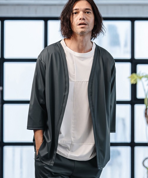 CAMBIO(カンビオ)の「mcg3760-Stretch Smooth 3-4 Sleeve Cardigan 7分袖カーディガン(S65726cmb)(カーディガン/ボレロ・メンズ・ブラック/ベージュ/チャコール・S/M/L)」の8枚目の写真