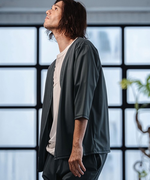 CAMBIO(カンビオ)の「mcg3760-Stretch Smooth 3-4 Sleeve Cardigan 7分袖カーディガン(S65726cmb)(カーディガン/ボレロ・メンズ・ブラック/ベージュ/チャコール・S/M/L)」の9枚目の写真