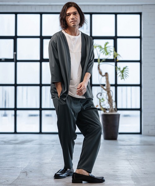 mcg3760-Stretch Smooth 3-4 Sleeve Cardigan 7分袖カーディガン