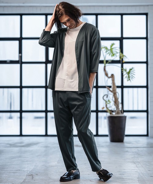 CAMBIO(カンビオ)の「mcg3760-Stretch Smooth 3-4 Sleeve Cardigan 7分袖カーディガン(S65726cmb)(カーディガン/ボレロ・メンズ・ブラック/ベージュ/チャコール・S/M/L)」の11枚目の写真