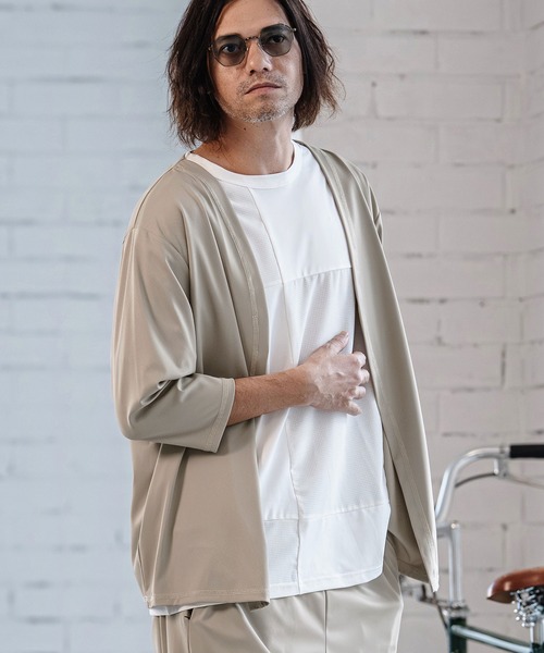 CAMBIO(カンビオ)の「mcg3760-Stretch Smooth 3-4 Sleeve Cardigan 7分袖カーディガン(S65726cmb)(カーディガン/ボレロ・メンズ・ブラック/ベージュ/チャコール・S/M/L)」の12枚目の写真