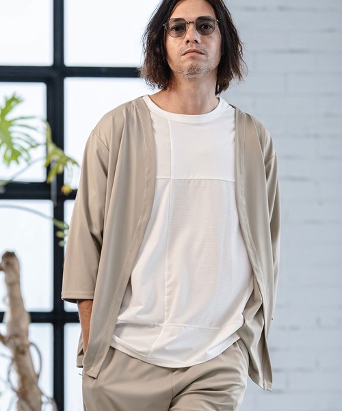 CAMBIO(カンビオ)の「mcg3760-Stretch Smooth 3-4 Sleeve Cardigan 7分袖カーディガン(S65726cmb)(カーディガン/ボレロ・メンズ・ブラック/ベージュ/チャコール・S/M/L)」の13枚目の写真