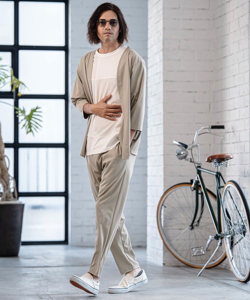 CAMBIO(カンビオ)の「mcg3760-Stretch Smooth 3-4 Sleeve Cardigan 7分袖カーディガン(S65726cmb)(カーディガン/ボレロ・メンズ・ブラック/ベージュ/チャコール・S/M/L)」の15枚目の写真