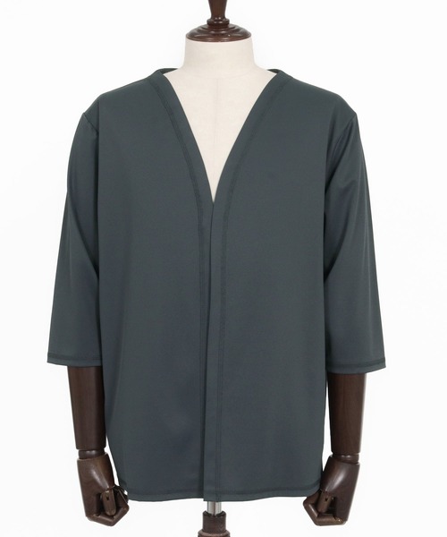 カーディガン mcg3760-Stretch Smooth 3-4 Sleeve Cardigan 7分袖カーディガン