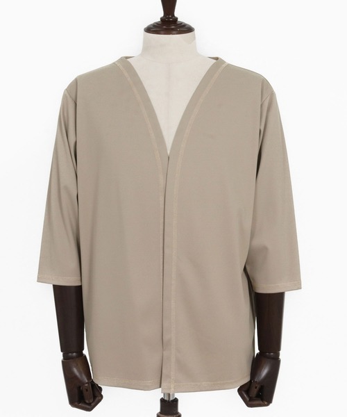 CAMBIO(カンビオ)の「mcg3760-Stretch Smooth 3-4 Sleeve Cardigan 7分袖カーディガン(S65726cmb)(カーディガン/ボレロ・メンズ・ブラック/ベージュ/チャコール・S/M/L)」の18枚目の写真