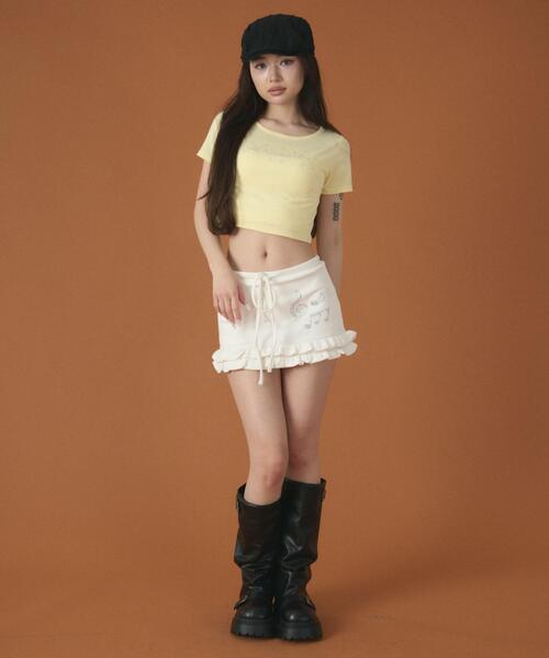 WEGO（ウィゴー）の「DISPARK/【26年春夏新作】musicnoteフリルスカパン（スカート・レディース・ブラック/ホワイト・FREE）」の7枚目の写真