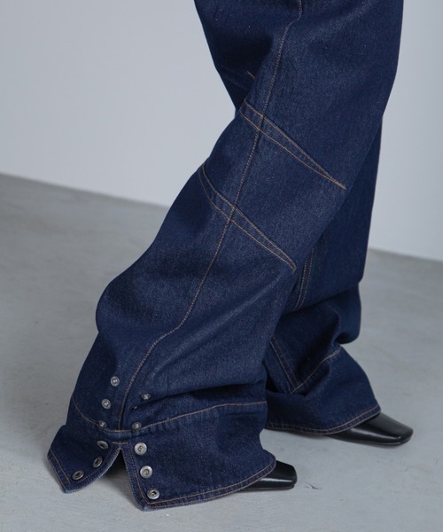 VACANCY（ヴァカンシー）の「カーブステッチスナップデニム（デニムパンツ・レディース・ブラック/ダークインディゴブルー・SMALL/LARGE/MEDIUM）」の2枚目の写真
