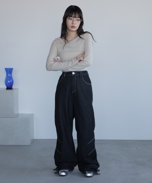 VACANCY（ヴァカンシー）の「カーブステッチスナップデニム（デニムパンツ・レディース・ブラック/ダークインディゴブルー・SMALL/LARGE/MEDIUM）」の21枚目の写真