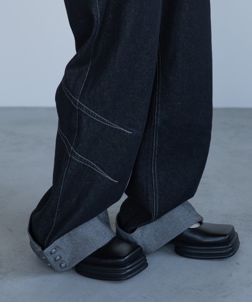 VACANCY（ヴァカンシー）の「カーブステッチスナップデニム（デニムパンツ・レディース・ブラック/ダークインディゴブルー・SMALL/LARGE/MEDIUM）」の6枚目の写真