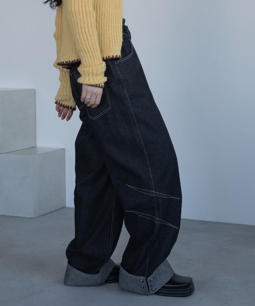 VACANCY（ヴァカンシー）の「カーブステッチスナップデニム（デニムパンツ・レディース・ブラック/ダークインディゴブルー・SMALL/LARGE/MEDIUM）」の10枚目の写真