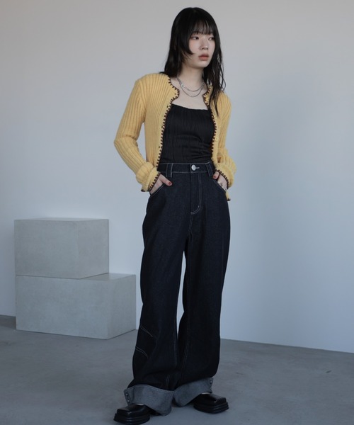 VACANCY（ヴァカンシー）の「カーブステッチスナップデニム（デニムパンツ・レディース・ブラック/ダークインディゴブルー・SMALL/LARGE/MEDIUM）」の11枚目の写真