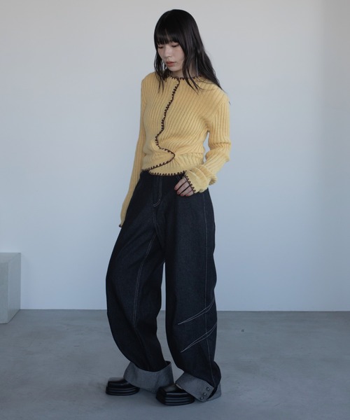 VACANCY（ヴァカンシー）の「カーブステッチスナップデニム（デニムパンツ・レディース・ブラック/ダークインディゴブルー・SMALL/LARGE/MEDIUM）」の13枚目の写真