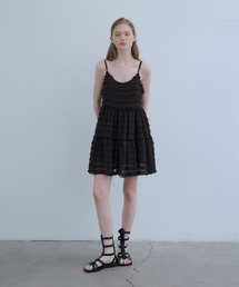 ODER（オディエール）の「フリンジフリルスリーブレスワンピース-ブラウン（ワンピース）」