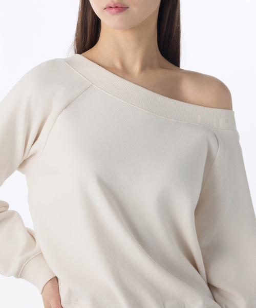 MUSINSA STANDARD WOMAN（ムシンサスタンダードウーマン）の「ウィメンズオフショルダースウェットシャツ[クリーム]（スウェット・レディース・その他・SMALL/MEDIUM/X-SMALL/LARGE）」の4枚目の写真