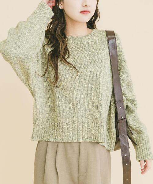 ITEMS URBANRESEARCH(アイテムズ アーバンリサーチ)の「ミックスヤーンニットプルオーバー(ニット/セーター・レディース・グリーン/チャコールグレー/レッド・FREE)」の3枚目の写真