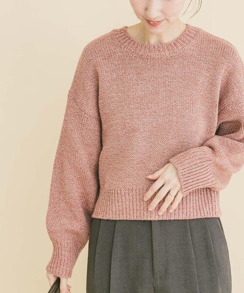 ITEMS URBANRESEARCH(アイテムズ アーバンリサーチ)の「ミックスヤーンニットプルオーバー(ニット/セーター・レディース・グリーン/チャコールグレー/レッド・FREE)」の4枚目の写真